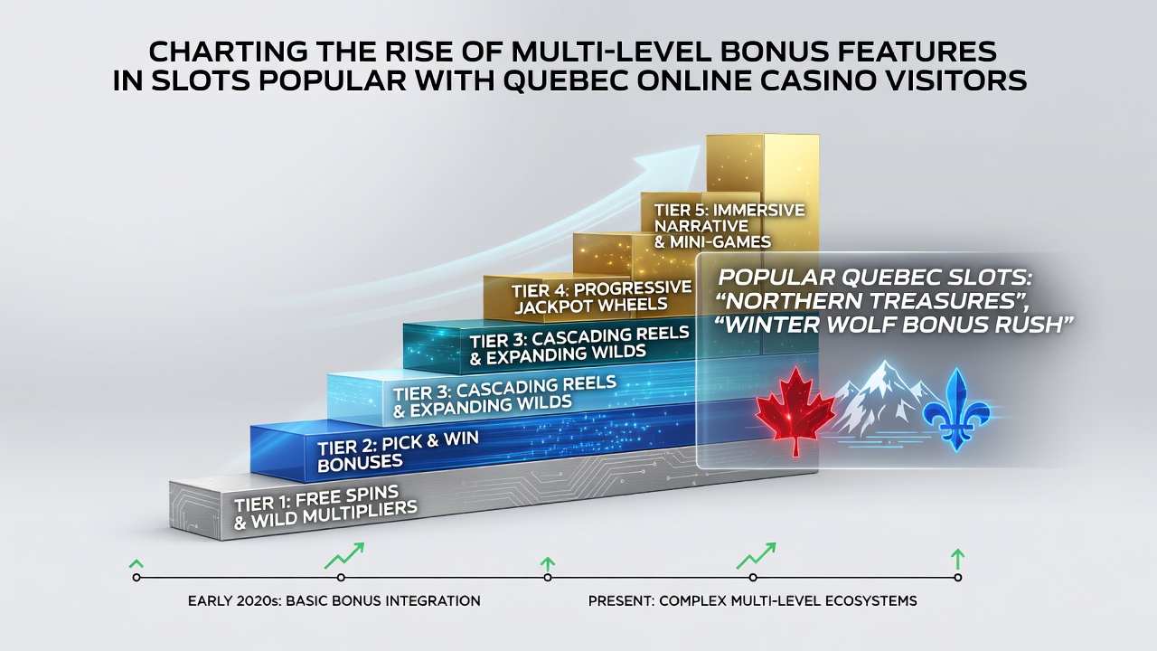 Data visualization tracking the increase of multi-level bonuses in slots accessed by Quebec players